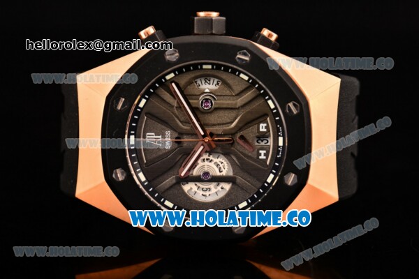 Audemars Piguet Royal Oak Offshore Chrono Miyota Quartz Rose Gold Case with Grey Dial and PVD Bezel - Click Image to Close